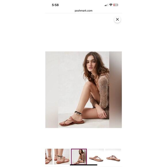 Free People Kayla Leather Strappy Sandals US 8 Flats Boho Indie Made In India - Picture 2 of 13